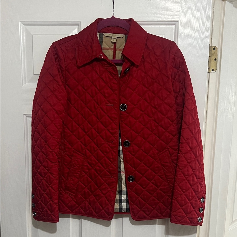 Burberry Red Quilted Puffer Jacket